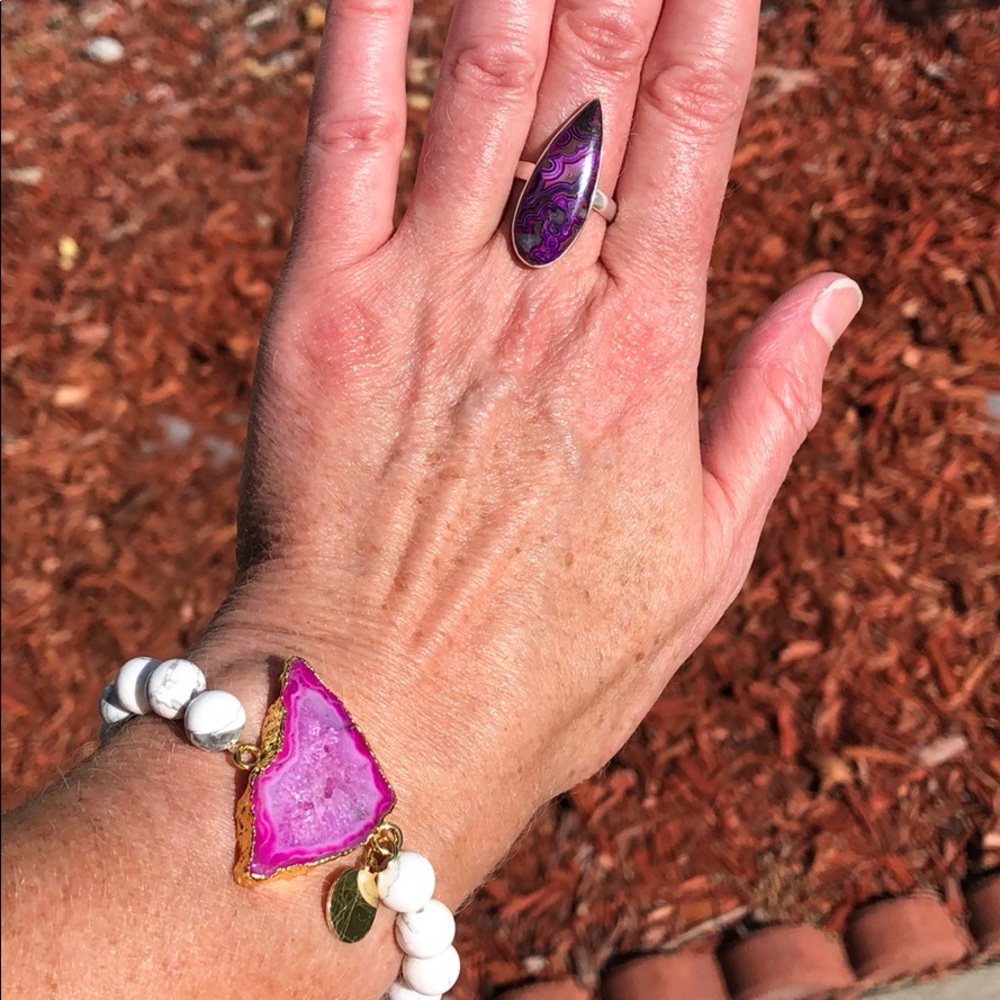 Purple Agate Teardrop Ring - Picture 5 of 9